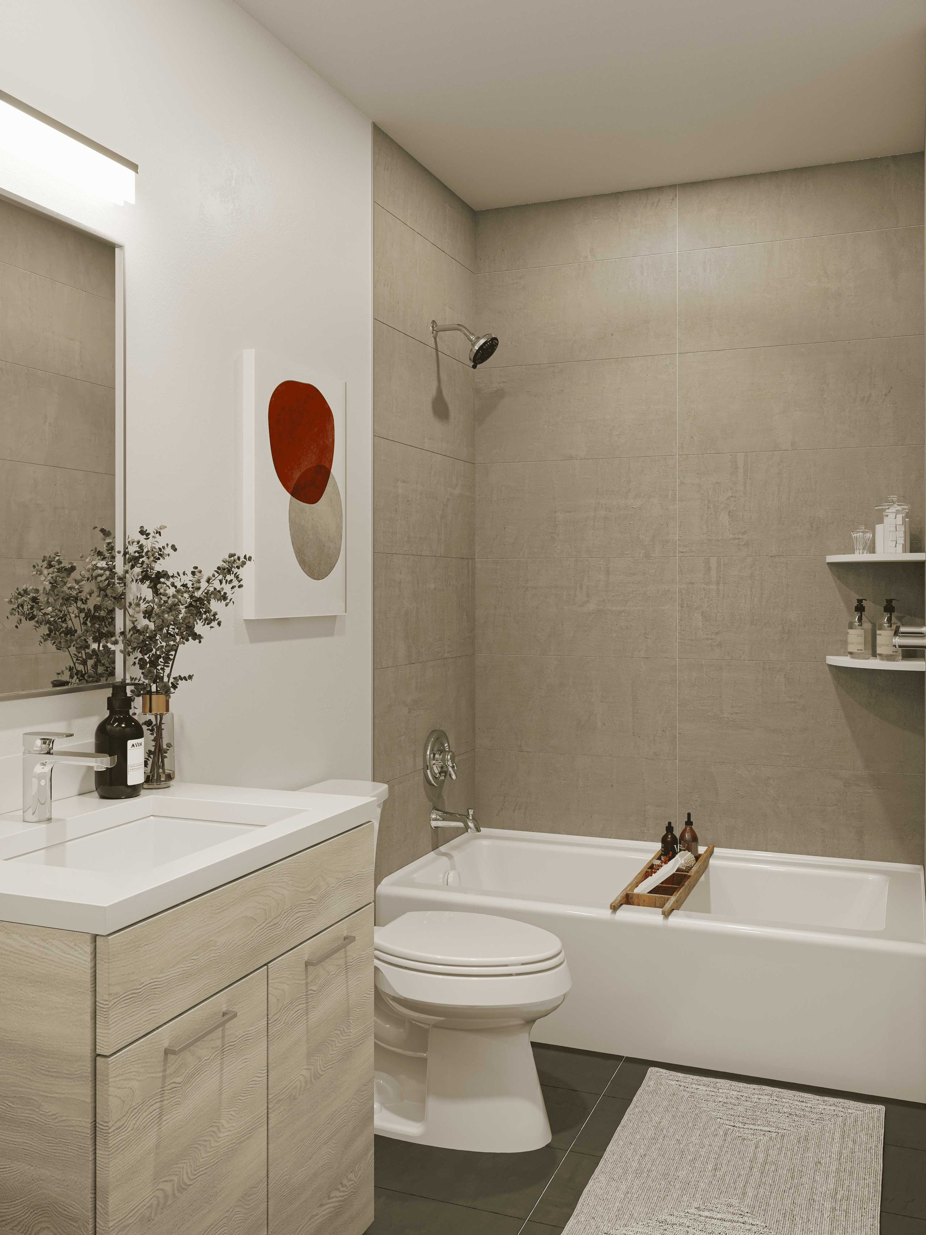 Bathroom with porcelain tile